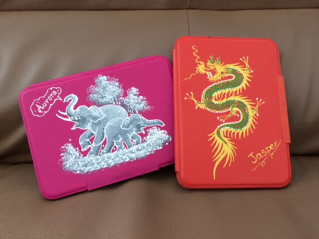 Hand painted Kindle covers.